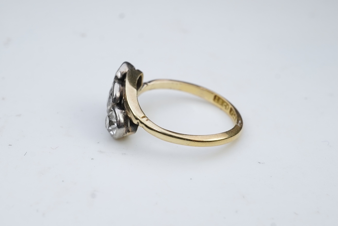 A three-stone diamond ring, early 20th century